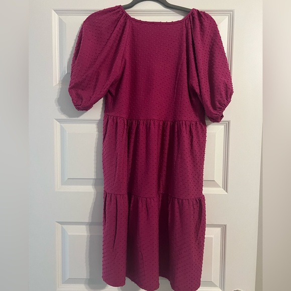 J. Crew Swiss Dot Magenta Puff Sleeve Dress Women’s Size Small NWT - Picture 2 of 5